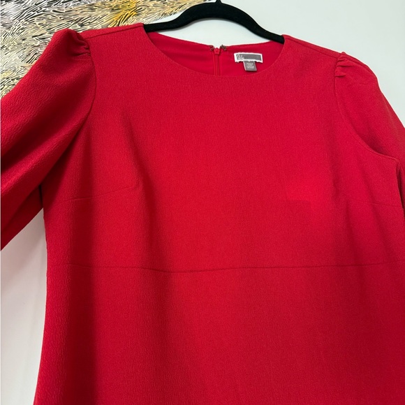 Chelsea28 Elegant Red Shift Dress Button sleeve detail M - Picture 3 of 5